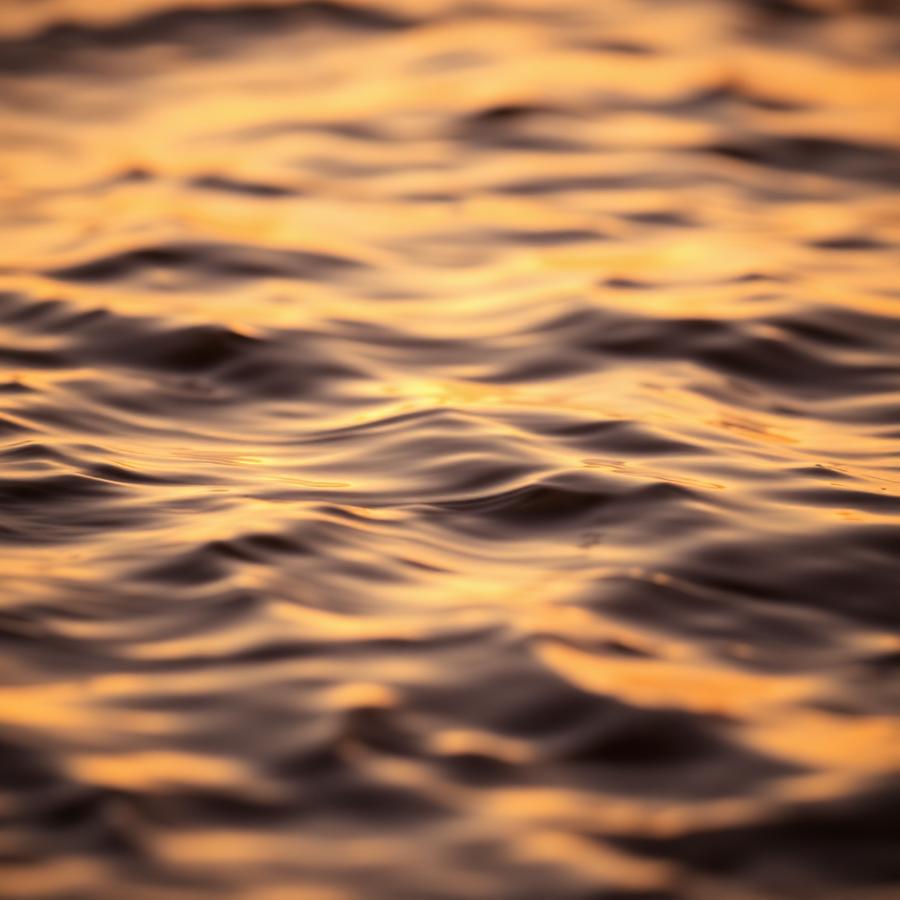 Soft golden ripples on the surface of water